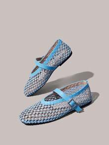 Styleloop Ladies, Willow Nails, Buckles, Flat Shoes. - Light blue - View 1