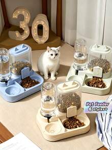 2IN1 Large Capacity Cat Feeder And Water Dispenser Dry Wet Separation 700ml Food Tray 400ml Gravity Water Bowl Durable Plastic Transparent Design For Indoor Travel Pet Cats Dogs - One Size Fits All - View 1