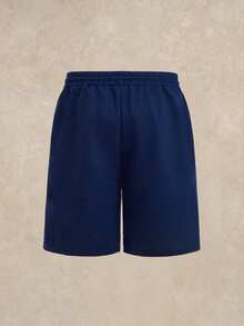 Hombres Shorts unicolor de cintura con cordón con bolsillo oblicuo - Azul Marino - Ver 7