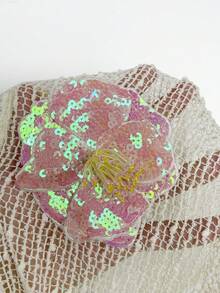 Ure Wave 女款夏季休閒度假百搭日常外出西式音樂節 3D 立體花卉裝飾針織鏤空鉤編面料露肩雙穿法上衣，沙灘罩衫，沙灘穿搭，派對上衣，音樂節穿搭，夏季女裝，夏季上衣 - 杏色 - 查看 11
