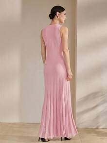Anewsta Essential Women's Knitted Evening Gown, Summer Gradient Long Dress With Premium Feel - Baby Pink - View 7