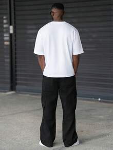 thenoahjr thenoahjr Men's Solid Color Cargo Jeans Without Belt - Black - View 2