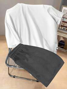 Manfinity Homme Men's Plus Size Printed Crew Neck Short Sleeve T-Shirt And Drawstring Waist Shorts Set - Multicolor - View 3