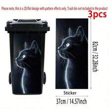 1/3件裝趣味動物系列垃圾桶貼紙，包含3D猴子、熊貓、貓、兔子圖案，PVC自黏材質，適用於戶外垃圾桶 - 彩色 - 查看 28