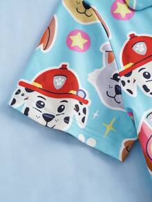 SHEIN | PAW Patrol Setelan Pakaian Santai Anak Laki-Laki dengan Motif Kartun Lucu, Atasan Lengan Pendek dan Celana Pendek - Biru - View 5