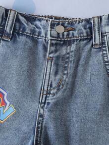 SHEIN | PAW Patrol Young Boy Cute Cartoon Print Pocket Loose Fit Denim Jeans - Baby Blue - View 5