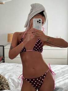 Swim SXY Women's Spring/Summer Random Print Halter Bikini Set - Multicolor - View 5