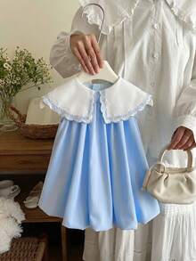 Babygirl Cute Summer Embroidered Floral Sleeveless Dress - Baby Blue - View 10