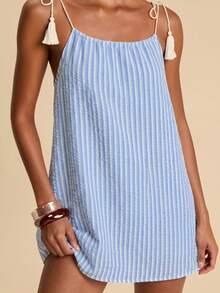 Travachic Women's Striped Spaghetti Strap Beach Cover-Up - Multicolor - View 1