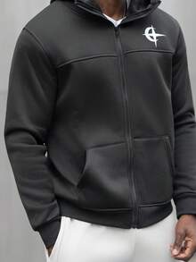 thenoahjr thenoahjr Men Oversized Zip-Up Hoodie Sweatshirt, Comfortable Street Style Urban Fashion Casual Sports Hoodie For Winter, Fall, Long Sleeve Top, Y2K - Black - View 5