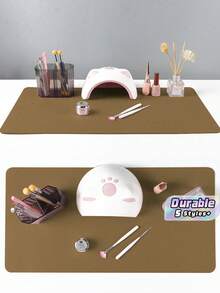Waterproof And Durable Nail Art Table Mat, Made Of Waterproof And Soft PU Leather, Designed For Studio Tabletops And Foldable Nail Art Armrests. Ideal For Nail Artists In Salons And For Home Use. - Light Apricot - View 1