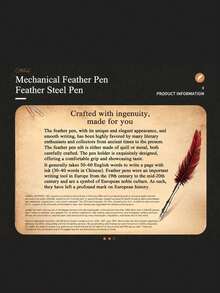 1 Set Jubaboz Calligraphy Brush Pen With Stamp And Sealing Wax, Feather Pen, Ink, Vintage Writing Ink Dip Pen With Mechanical Gear Back To School - multicolor - View 6