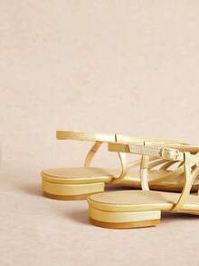Rosivie Women's Casual Buckle Design Flat Sandals For Daily Wear Summer Shoes - Gold - View 5