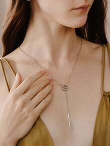 Opalesca 1 buah Kalung Liontin Bulat Minimalis Serbaguna dengan Hiasan Berlian Imitasi Sepanjang 80cm untuk Wanita, Musim Gugur/Dingin - Bintang - View 5