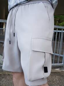 LEOGASHI LEOGASHI New Men's Multi-Pocket Casual Cargo Shorts, Stylish & Versatile, Fashionable Knee Length Cargo Shorts - Light Grey - View 6