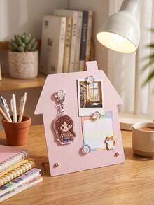 Joivida 1pc Cute House-Shaped Magnetic Memo Board, Standing Metal Message Board, Hanging Display Desktop Memo Decoration Rack - multicolor - View 2