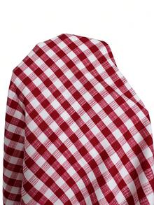 Vivid Eden Plus Size Vacation Casual Plaid Dress - Red - View 8
