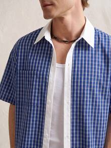 TONEVAULT Men's Plaid Patchwork Casual Shirt - Multicolor - View 6