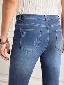 Casual Fashion Versatile Daily Slim Fit Simple Button Men Jeans - Blue - View 5