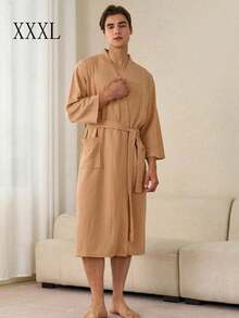 SHEIN 1 buah Jubah Mandi Waffle, Menyerap Keringat dan Cepat Kering, Pakaian Tidur Unisex, Jubah Mandi Musim Semi/Panas untuk Homestay, Hotel, SPA, Potongan Longgar, Berbagai Warna, Desain Minimalis, Perlengkapan Kamar Mandi & Rumah untuk Kembali ke Sekolah - MultiWarna - View 13