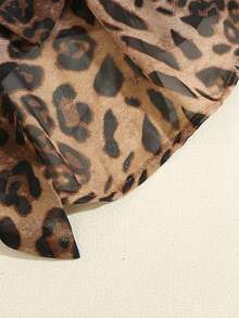 SHEIN Franclia Women's Vintage Leopard Print Ribbon Sleeveless Blouse, Elegant Commuter Slimming Chiffon Shirt - Brown - View 5
