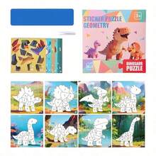 MINKOJA Sticker Puzzle Geometry Set, 3D DIY Sticker Art Kit For Kids, Featuring Animal, Dinosaur, Ocean, Traffic, Fairy Tale & Fruit Themes, Fun Hands-On Puzzle Toy For Home Play & Gifts - Multicolor - View 19