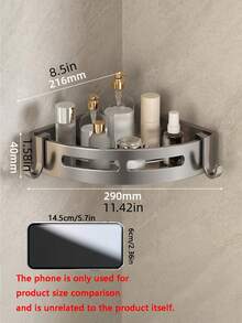 1pc Stainless Steel Wall Mounted Bathroom Storage Rack (Random Hook Design) Bathroom - Multicolor - View 7
