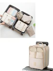 9pcs/7pcs/1pc Travel Organizer Set, Packing Cubes, Clothes Storage Bags, Toiletry Bag, Makeup Bag, Data Cable Organizer, Shoe Bag, Underwear Pouch, Garment Organizer, Suitable For Shirts, Lingerie, Clothing, Cosmetics, Lipsticks, Eyeshadow, Foundation, Brushes And Toiletries Like Toothbrush, Toothpaste, Facial Cleanser, Toner, Lotion, Cream, For Travel, Hospitalization, Packing Luggage, Dorm, School, Vacation - Multicolor - View 27