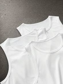 HIMLAND Camiseta casual de cuello redondo de mezclilla para hombre, versátil para uso diario - Blanco - Ver 4