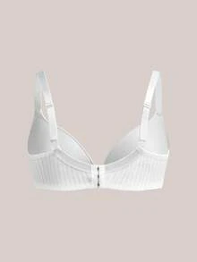 Barelissa 1pc Plus Size Striped Fabric Underwire Bra - White - View 7