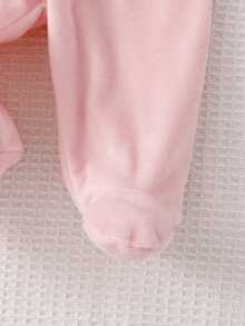 SHEIN 新生兒長袖連身包屁衣，雙面法蘭絨橘紅色可愛狐狸圖案，舒適柔軟居家穿著，新生兒最佳禮物，百搭時尚首選 - 彩色 - 查看 7