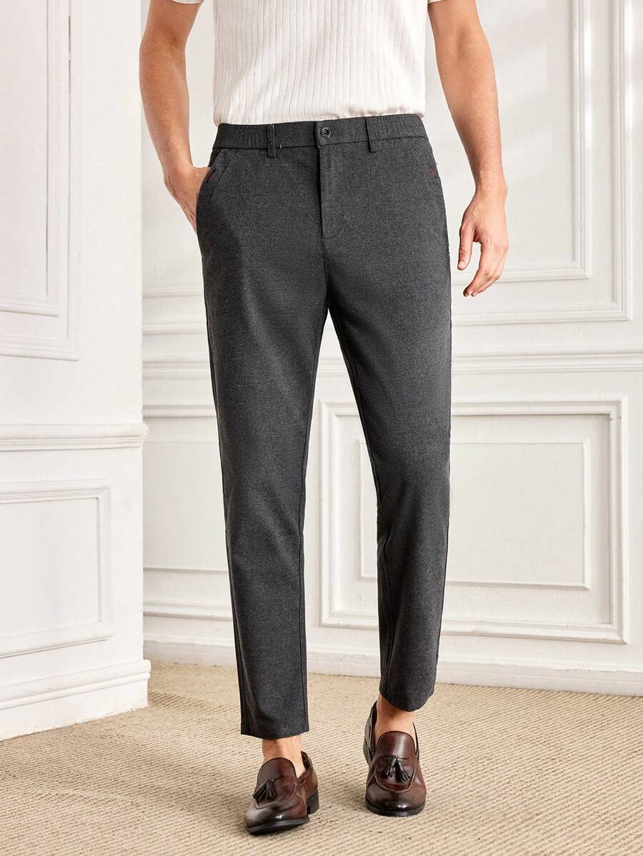 Officeau Men's Casual Pocketed Versatile Daily Wear Pants - Grey - View 1