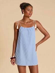 Travachic Women's Striped Spaghetti Strap Beach Cover-Up - Multicolor - View 6