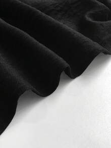 GlowEve CURVE New Plus-Size Women's Black Shorts, Pleated Loose A-Line Style, Waist-Trimmed With Metal Chain Detailing, Stretchy And Comfortable. A Versatile And Elegant Everyday Look Suitable For Business, Casual, Beach, And Summer. - Black - View 5