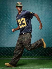 EVRINFINITE 男士迷彩牛仔褲，頹廢哥德風 Y2K 街頭風修身直筒牛仔褲，適合休閒大學風格 - 軍綠色 - 查看 9