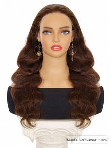 ALL READY WIG Chocolate Brown Body Wave Glueless Wig Human Hair Pre Plucked Pre Cut Glueless Lace Front Wig Ready To Wear 7x5 Body Wave 180% Density #4 Closure Wig For Women - S4 - View 3