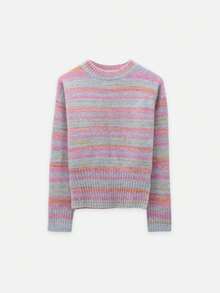 Nöista Multicolor Striped Knit Sweater With Ribbed Waist. Fall, Back To School And Everyday Style. - Pink - View 10