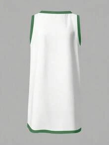 SHEIN EZwear 休閒簡約檸檬印花女款洋裝，適合夏季穿著 - 白色 - 查看 3