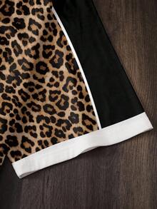 Betty Boop x SHEIN Men's Leopard Print Patchwork Cartoon Graphic T-Shirt - White - View 5