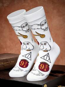 HARRY POTTER X SHEIN 1 Pair Unisex All-Season Mid-Calf Socks, Versatile For Summer And Winter - color mixing - View 4