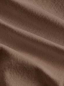 SHEIN Tall CURVE Kaos Lengan Pendek Leher Bulat Putih Berenda Ukuran Besar untuk Musim Panas (2 in 1) - Coffee Brown - View 4