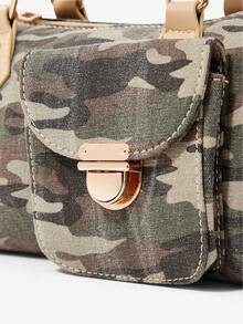 Viva Strut Ladies Camouflage Printed Handbag, Gold Lock Decoration, Fashionable Personalized Street Casual Retro Sweet And Cool Girls, Y2K, Dating Daily Shopping - camouflage - View 7
