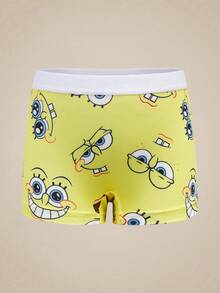 SpongeBob SquarePants | SHEIN 少女細肩帶內衣與內褲套裝 - 白色 - 查看 7