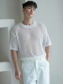 DAZY Men's Colorblock Summer Knit Top - White - View 5