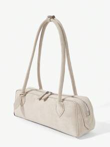 MUSERA Tas Baguette Suede Aprikot Wanita yang Modis, Elegan, dan Sederhana, Tas Bahu, Cocok untuk Perjalanan Sehari-hari, Kerja, Belanja, dan Kencan. - Krem - View 3
