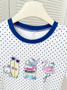 Resyla HELLO KITTY AND FRIENDS | SHEIN Tops MTO 夏季女款數位印花圖案修身圓領短袖T恤 - 彩色 - 查看 5