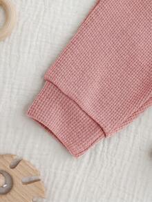 Cozy Pixies 新生兒可愛套裝，字母刺繡 DADDY'S MINI，休閒日常穿著，秋冬款 - 粉色 - 查看 4