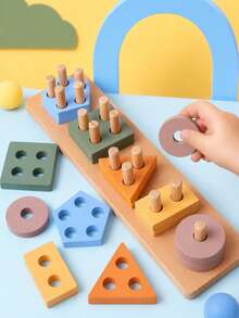 MINKOJA Wooden Toys For 2 Year Old Girl And Boy Birthday Gifts, Shape Sorter Wooden Toys For Toddlers Age 2,3,4 , Learning Educational Sensory Stacking Toy Toddler Puzzles - Multicolor - View 2