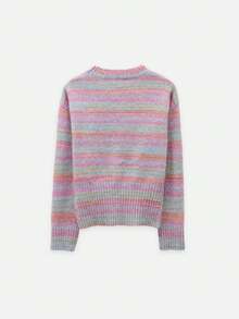 Nöista Multicolor Striped Knit Sweater With Ribbed Waist. Fall, Back To School And Everyday Style. - Pink - View 11