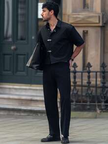 YOUESAWY YOUESAWY Men's Y2K Straight Leg Washed Casual Jeans, Minimalist Black Denim Pants - Black - View 1